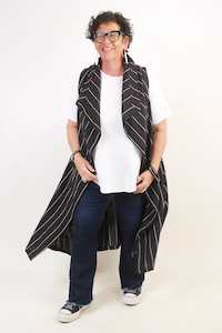 TCD Luna Vest - Black Linen Stripe