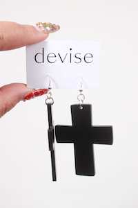 Devise Cross Earrings - Black