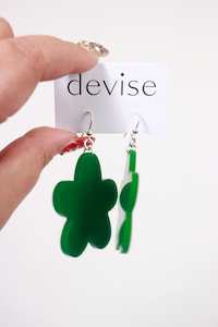 Devise Mary Quant Flower Earrings - Dark Green