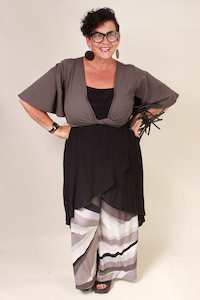 TCD Flared Sleeve Wrap Cardi - Grey