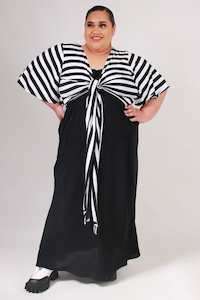 Clothing: TCD Flared Sleeve Wrap Cardi - B/W Stripes