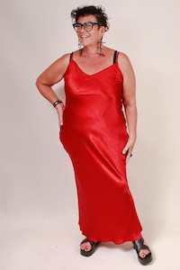 Clothing: TCD Long Bias Slip - Cherry Red