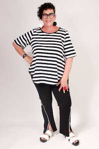 TCD Curve Tee - B/W Stripes