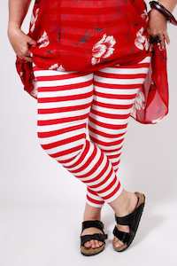 Clothing: TCD Leggings red big stripe