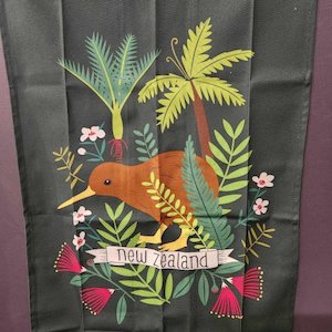 DQ Kiwi Homeland tea towel - Te Ana Māori Rock Art