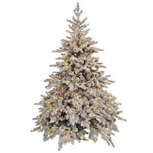 Evergreen Fir LED Lit & Snow Covered Christmas Tree