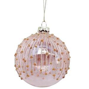 Elegant Pink & Gold Spot Bauble Hanging Christmas Decoration