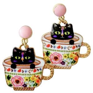 Enamel Kitto Cat Children's Earrings