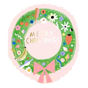 Carolyn Suzuki Christmas Card - Die-Cut Wreath