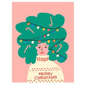 Emma Cooter Draws Christmas Card - Christmas Hair Girl