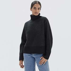 Assembly Label Krista Roll Neck Wool Rib Knit Jumper - Black