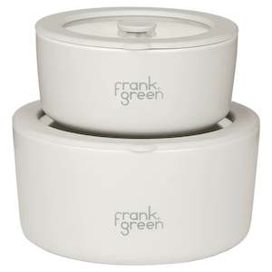 Frank Green Porcelain Food Bowls with Glass Lids Set - Cloud