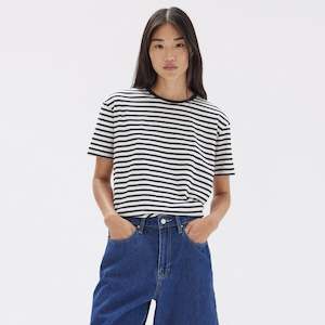 Assembly Label Harbour Stripe Short Sleeve Tee - True Navy / White