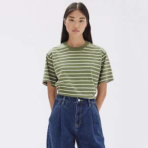 Assembly Label Cohen Stripe Short Sleeve Tee - Pandan / Antique White