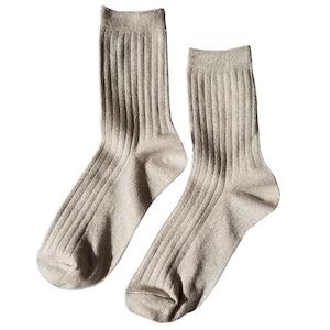 Le Bon Shoppe Her Lurex Socks - Ivory Gold Glitter