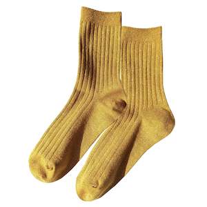 Le Bon Shoppe Her Lurex Socks - Mustard Glitter