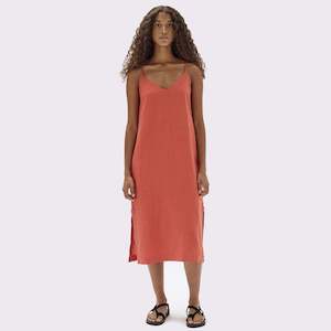 Assembly Label Vallory Linen Slip Dress - Papaya