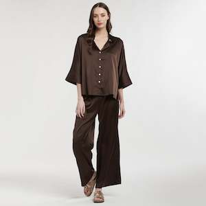 Satin Lounge Pants - Chocolate