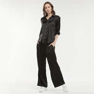 Satin Lounge Pants - Black