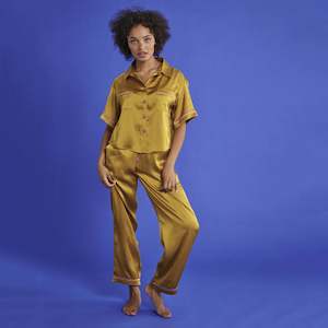 Kip & Co Satin Short Sleeve Shirt & Pant Pyjama Set - VaVaVoom