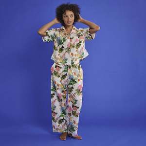 Kip & Co Organic Cotton Short Sleeve Shirt & Pant Pyjama Set - Bouquet Beauty