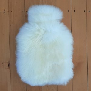 Long Wool Sheepskin Hot Water Bottle Cover - Ivory