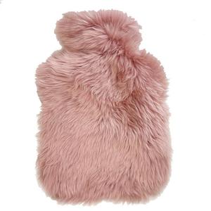 Long Wool Sheepskin Hot Water Bottle Cover - Dark Rose