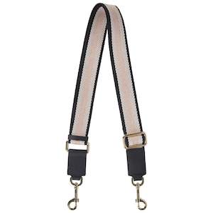 Saben Feature Strap - Webbing Black, White & Blush Stripe