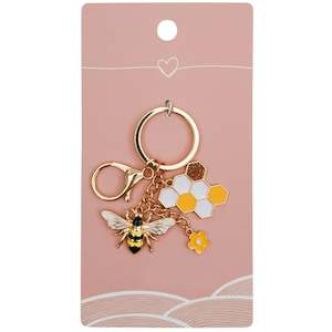 Enamel Keyring - Bee & Flowers