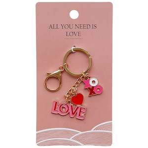 Enamel Keyring - Love Pink