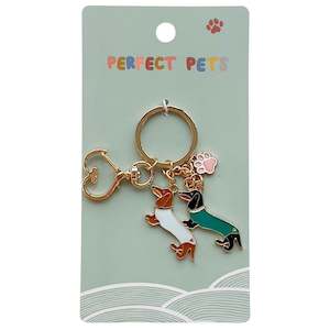 Enamel Keyring - Sausage Dogs