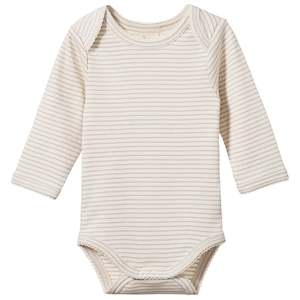 Nature Baby Organic Cotton Long Sleeve Bodysuit - Lilac Pinstripe