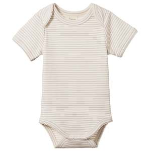 Nature Baby Organic Cotton Short Sleeve Bodysuit - Lilac Pinstripe