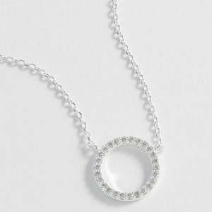 Estella Bartlett Large Pave Set Circle Necklace - Silver Plated