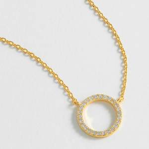 Estella Bartlett Large Pave Set Circle Necklace - Gold Plated