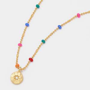 Estella Bartlett Pendant Rainbow Beaded Necklace - Gold Plated