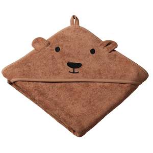 Nature Baby Organic Cotton Bear Hooded Towel - Hazelnut