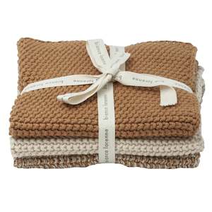 Bianca Lorenne Knitted Cotton Wash Cloth Set - Lavette Clay