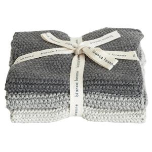 Bianca Lorenne Knitted Cotton Wash Cloth Set - Lavette Grey