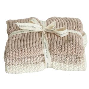 Bianca Lorenne Knitted Cotton Wash Cloth Set - Lavette Petal