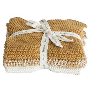 Bianca Lorenne Knitted Cotton Wash Cloth Set - Lavette Ochre