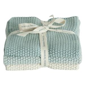 Bianca Lorenne Knitted Cotton Wash Cloth Set - Lavette Duck Egg Blue