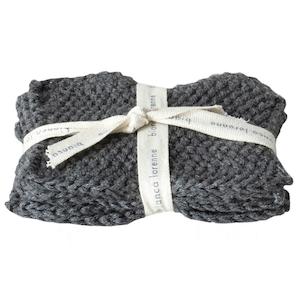 Bianca Lorenne Knitted Cotton Makeup Remover Wash Cloth Set - Lavette Charcoal