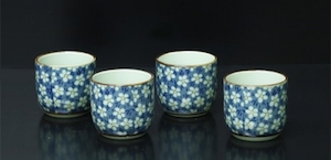 Earthware Cups: Sakura Blue Tea Cup