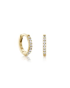 Monarc Jewellery Fine Anna Mini Huggie Hoop, 9k Yellow Gold, White Topaz