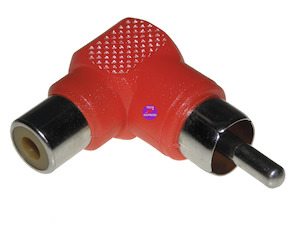 RED Right Angle 90 Degree RCA Phono Male to Female Elbow Port Saver Adapter