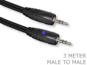 3 Meter 3.5mm Male to Male Stereo Audio AUX Plug Cable Cord Lead 3m