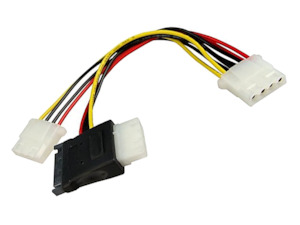 SATA to 2x 4 Pin Molex Power Cable Connectors Adapter Splitter Converter