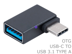 90 Degree Right Angle USB Type C Male to USB 3.1 Type A Female OTG Adapter