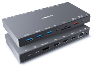 USB-C Dock: mbeat 15-IN-1 Triple Display USB-C Dock, HDMI x 2, DP x 1, 10G Data (Space Grey)